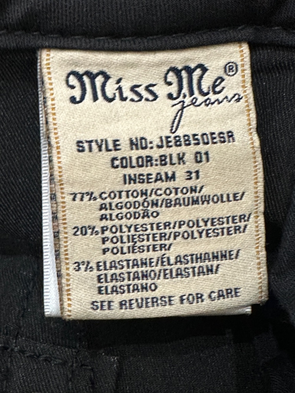 Miss Me Easy Skinny Jeans 32 Black Sequined Y2K Grunge McBling - Picture 7 of 9
